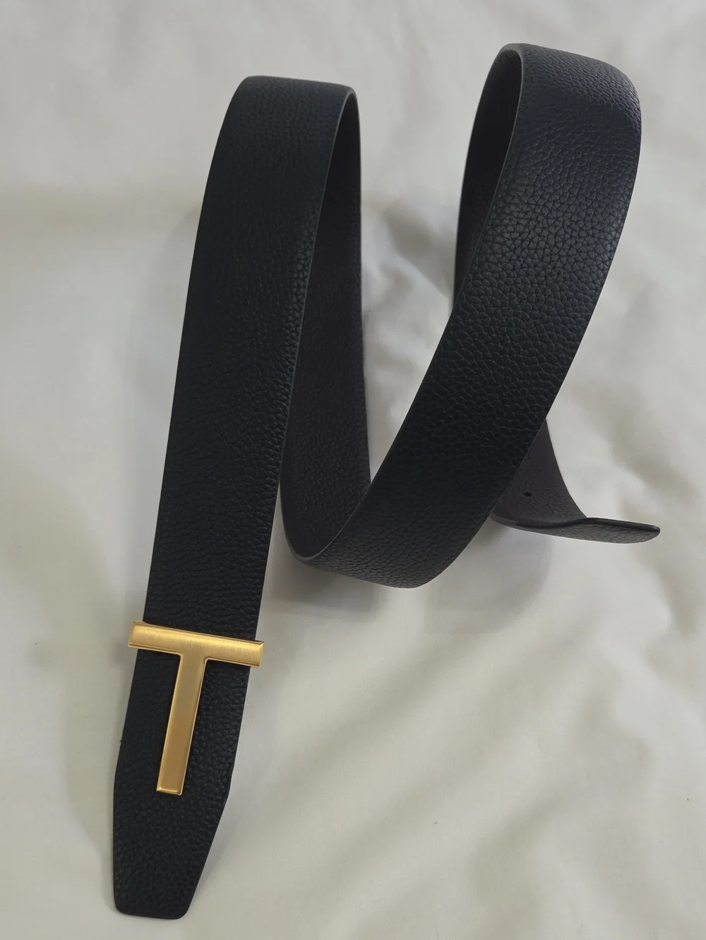 Tom Ford Reversible Brown Black Leather Belt Gold Buckle